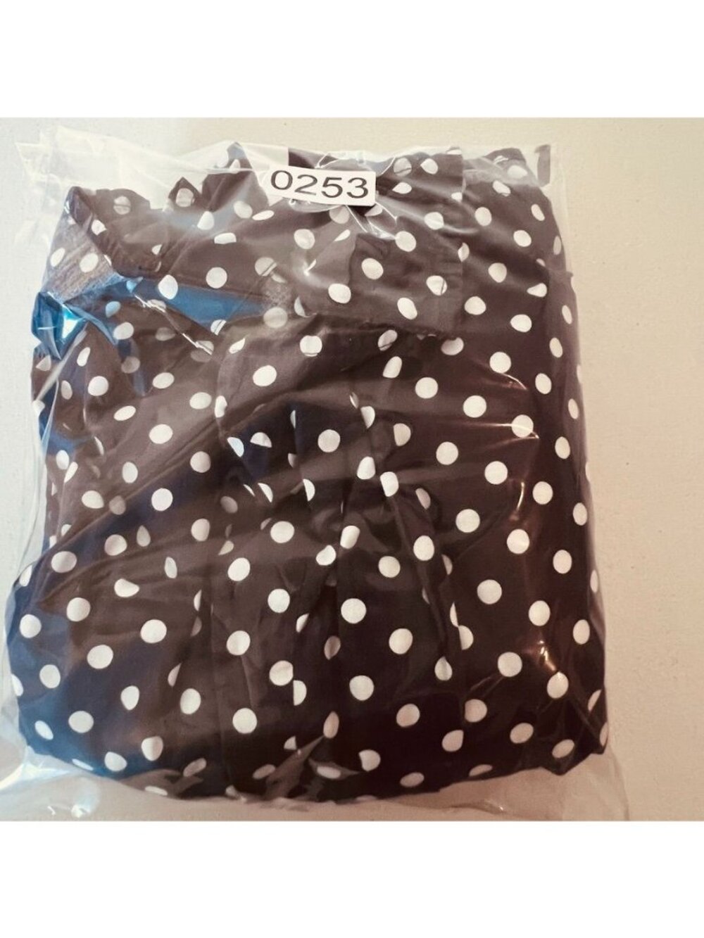 Vintage Navy Polka Dot Womens Sz L Shirt Dress Rockabilly Pin Up - Picture 14 of 15